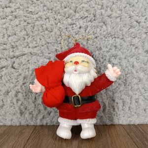 Vintage Santa Claus Ornament Flocked Christmas Tree‎ Decoration Holiday Decor